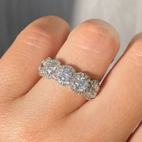 Round Zircon Engagement Ring Trendy White Crystal Stone Silvery Rings Size 8.5 - Picture 4 of 14